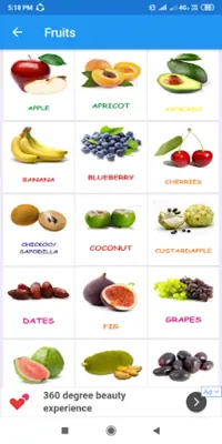 Fruits and Vegetables for Kids android App screenshot 2